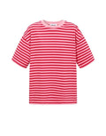 Rosa gestreiftes Blocked Striped Tee T-Shirt aus Baumwolle mit bequemer Passform für den Alltag als Freisteller von vorne
