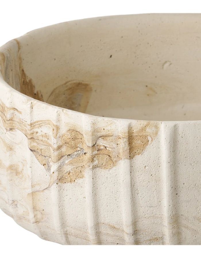 House Nordic Vase aus Zement in Brown/Beige mit marmorierter Struktur, ø 20,5 cm, Höhe 18,5 cm.