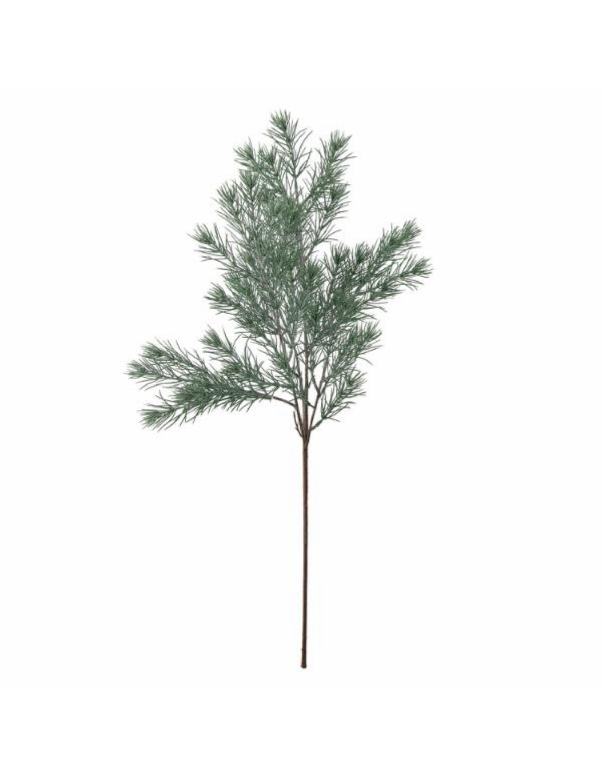 Grüner künstlicher Pinie Stiel von Bloomingville mit braunem Stiel und feinen Kiefernnadeln, 73 cm hoch.