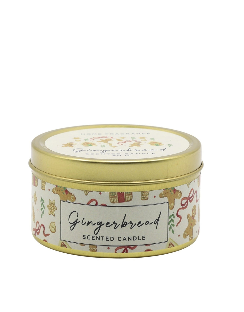 Duftkerze Gingerbread von Chic Antique im kleinen Zinnbehälter mit Deckel und einer Brenndauer von ca. 40 Stunden mit Deckel geschlossen