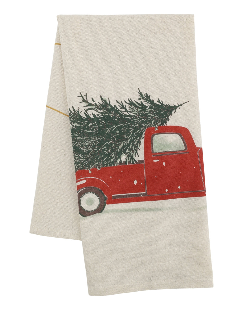 Geschirrtuch von Chic Antique aus Baumwolle mit nostalgischem weihnachtlichem Automotiv im Format 50 × 70 cm.