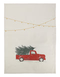 Geschirrtuch von Chic Antique aus Baumwolle mit nostalgischem weihnachtlichem Automotiv im Format 50 × 70 cm.