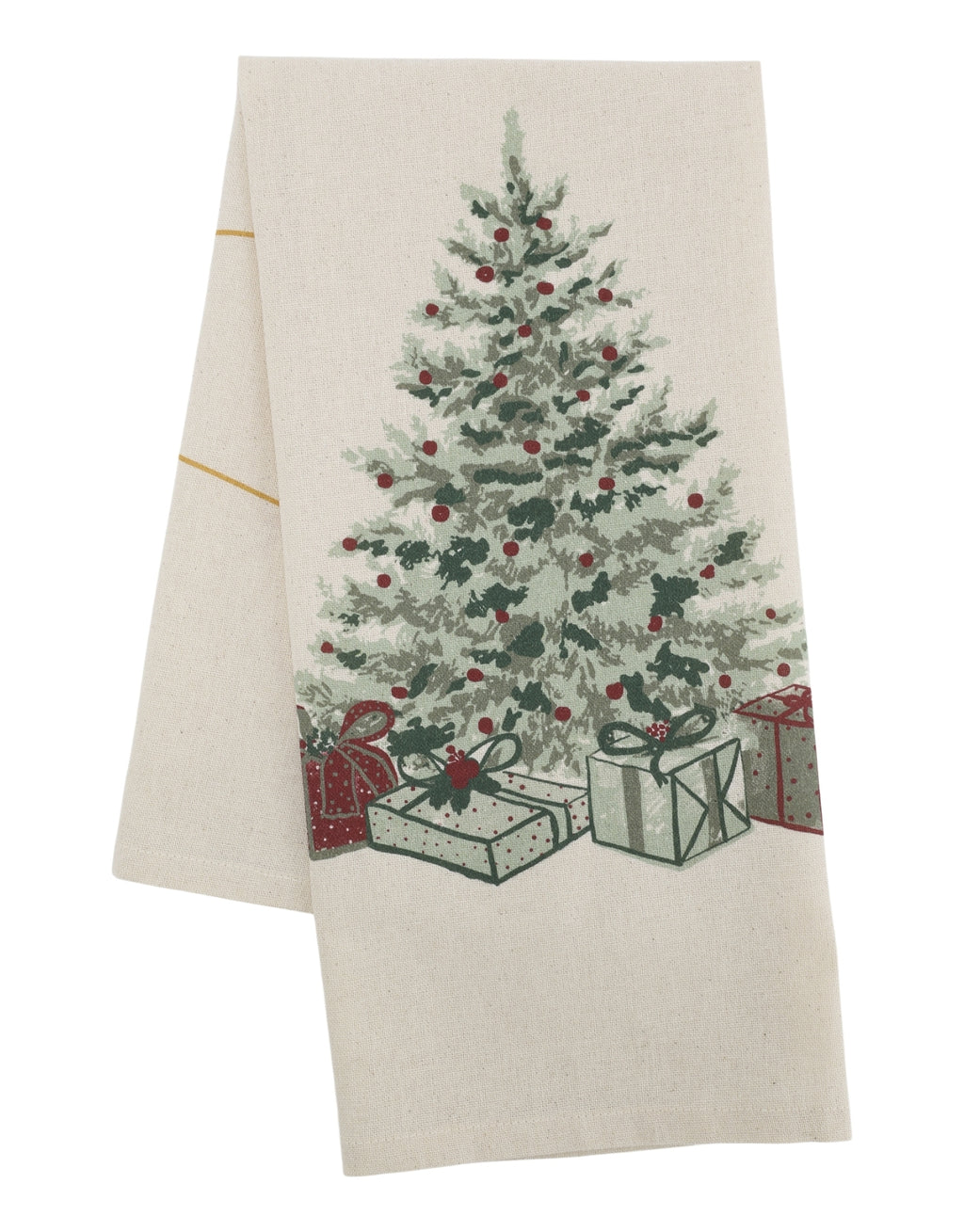 Geschirrtuch von Chic Antique aus Baumwolle in Leinenoptik mit weihnachtlichem Tannenbaummotiv im Format 50 × 70 cm.