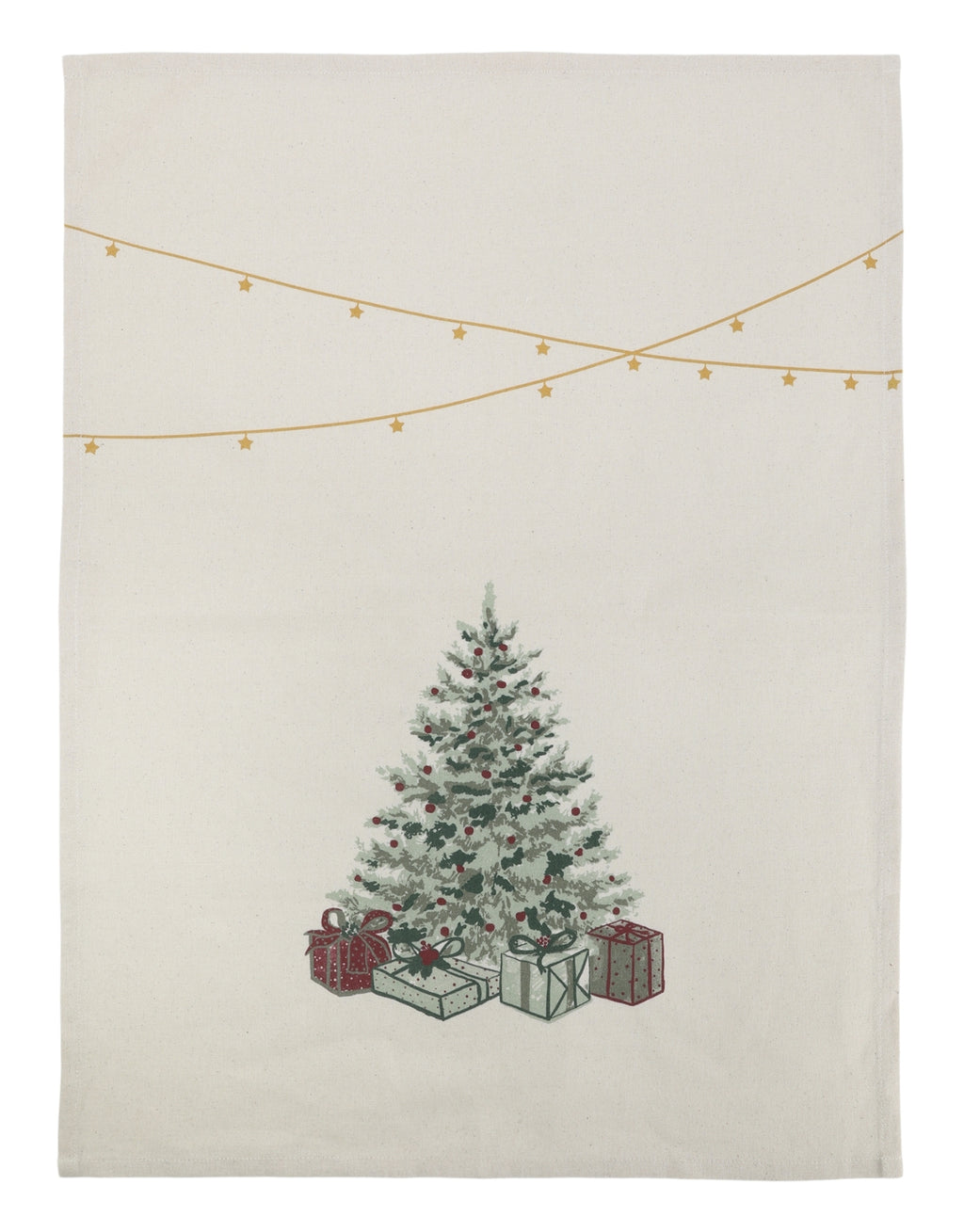 Geschirrtuch von Chic Antique aus Baumwolle in Leinenoptik mit weihnachtlichem Tannenbaummotiv im Format 50 × 70 cm.