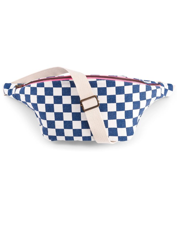 Bauchtasche I Checks Ecru Navy Blue