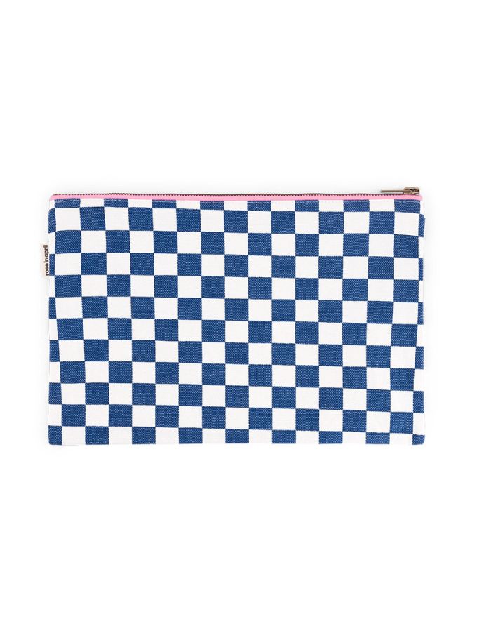 Pouch Lili I Checks Ecru Navy Blue