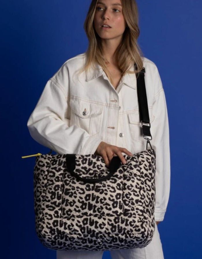 Padded Tote Bag Large I Leo Splashes Black/Sand