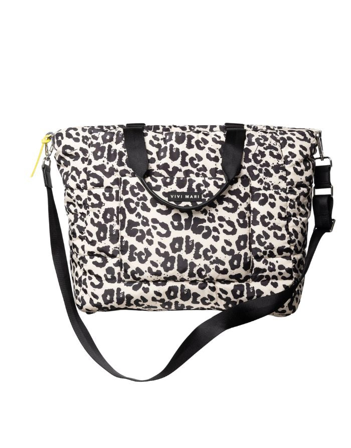 Padded Tote Bag Large I Leo Splashes Black/Sand