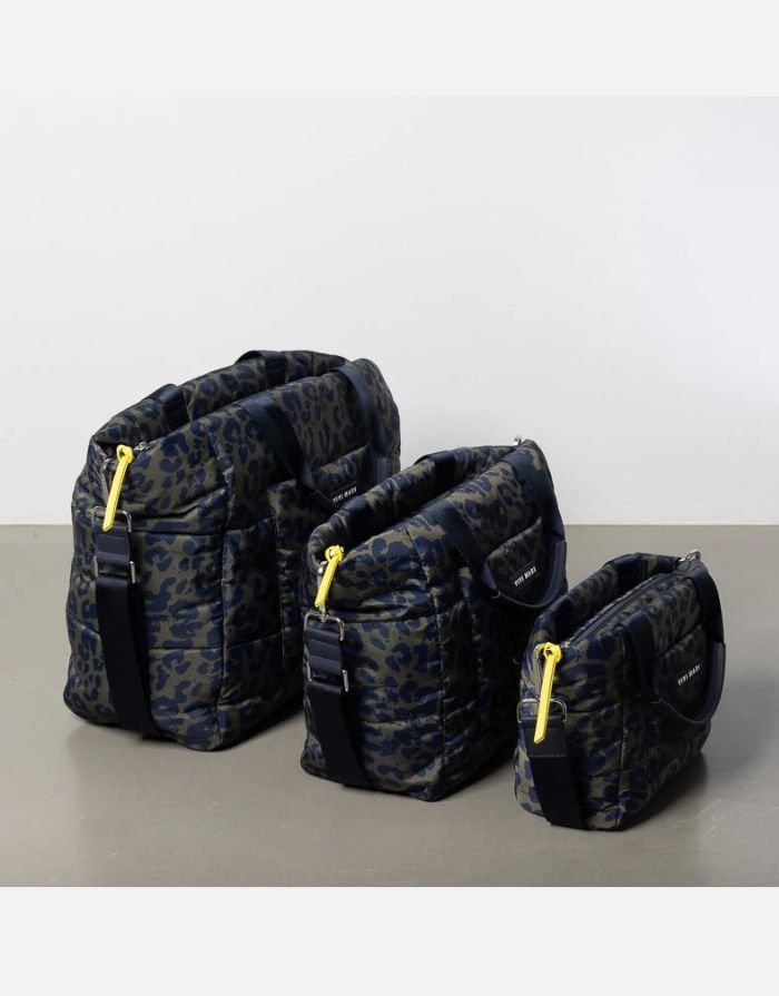 Padded Tote Bag Large I Leo Splashes Navy/Olive