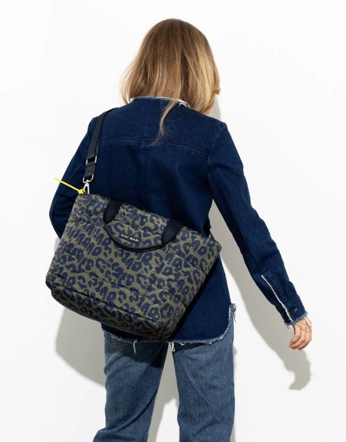 Padded Tote Bag Medium I Leo Splashes Navy/Olive