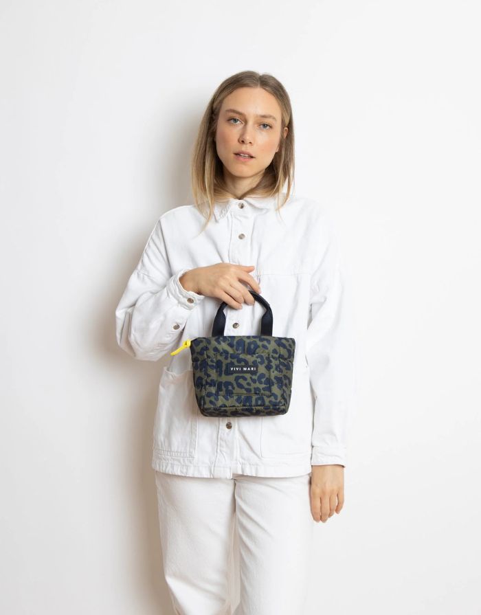 Padded Tote Bag Mini I Leo Splashes Navy/Olive