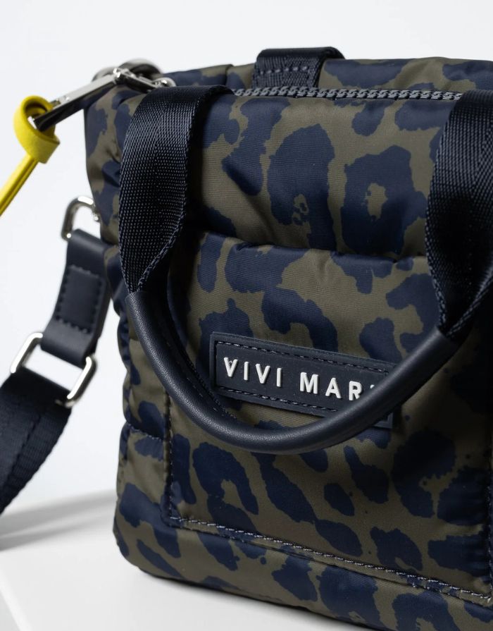 Padded Tote Bag Mini I Leo Splashes Navy/Olive