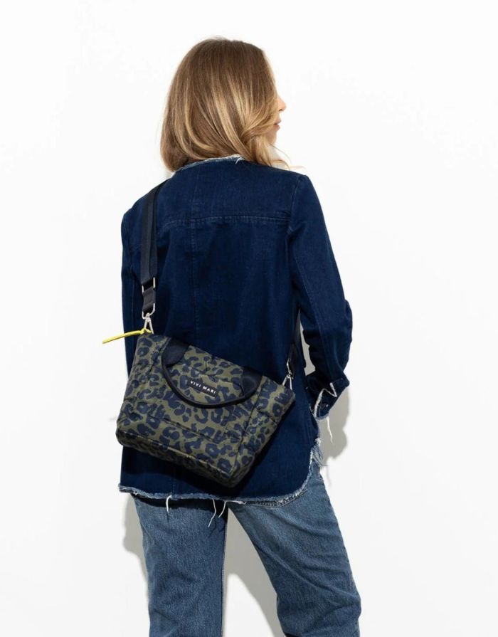 Padded Tote Bag Small I Leo Splashes Navy/Olive