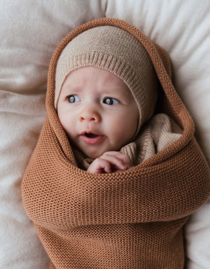 Strickmütze Newborn I Sand