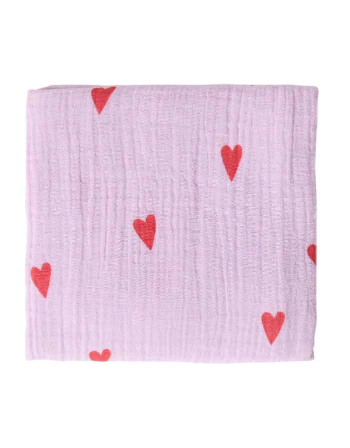 Musselin Swaddle 70x70cm I Lilac Hearts