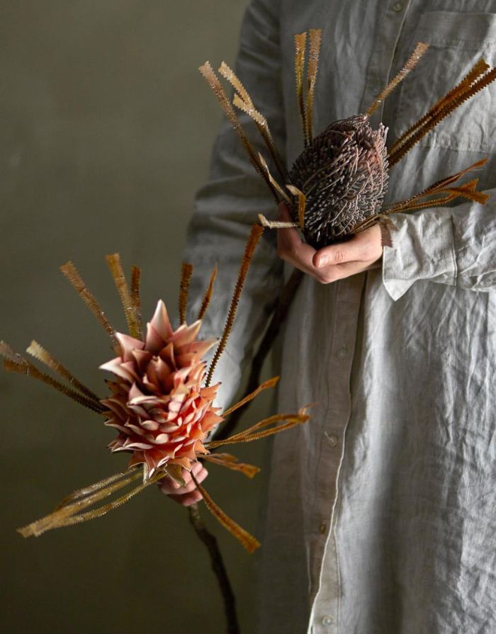 Kunstblume Palmflower Stiel I Braun