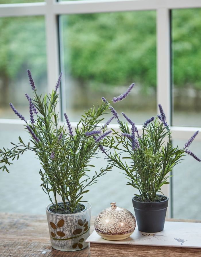 Kunstpflanze Lavendel im Topf H 41cm I Green/Purple