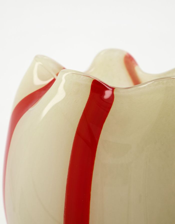 Teelichthalter / Vase  Gula I Rot/Weiß
