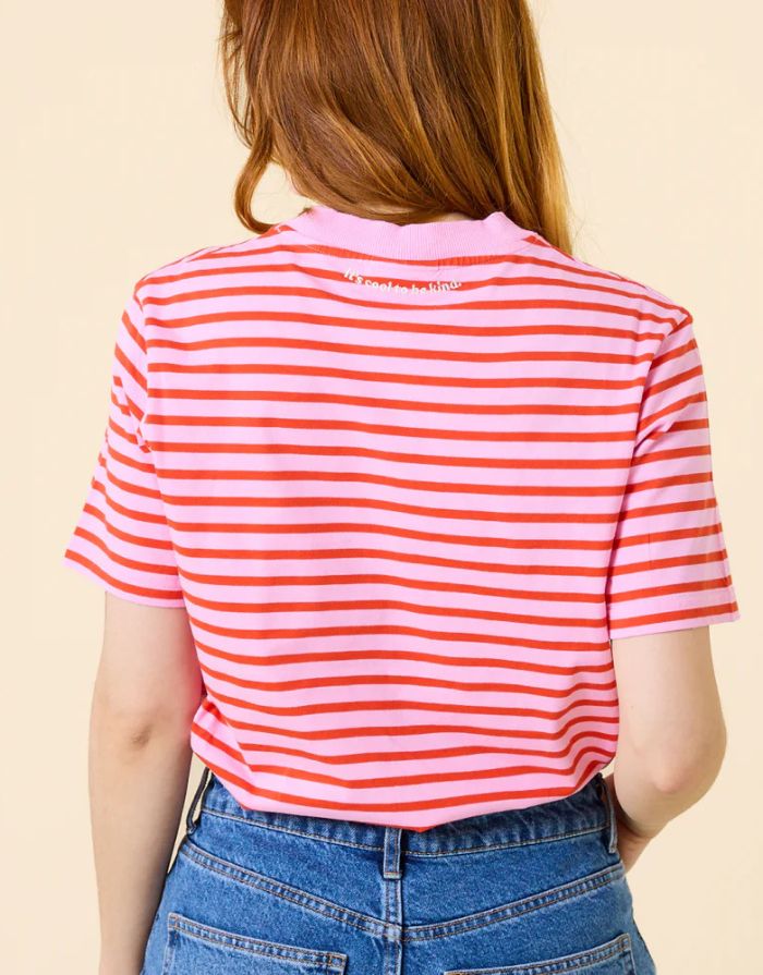 T-Shirt Gestreift I Pink/Rot