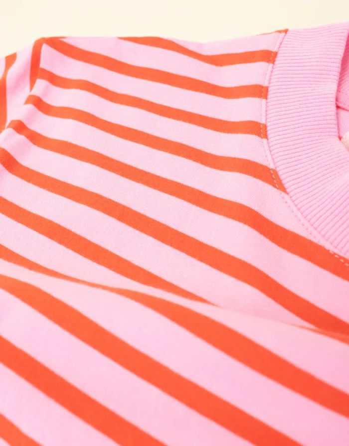 T-Shirt Gestreift I Pink/Rot
