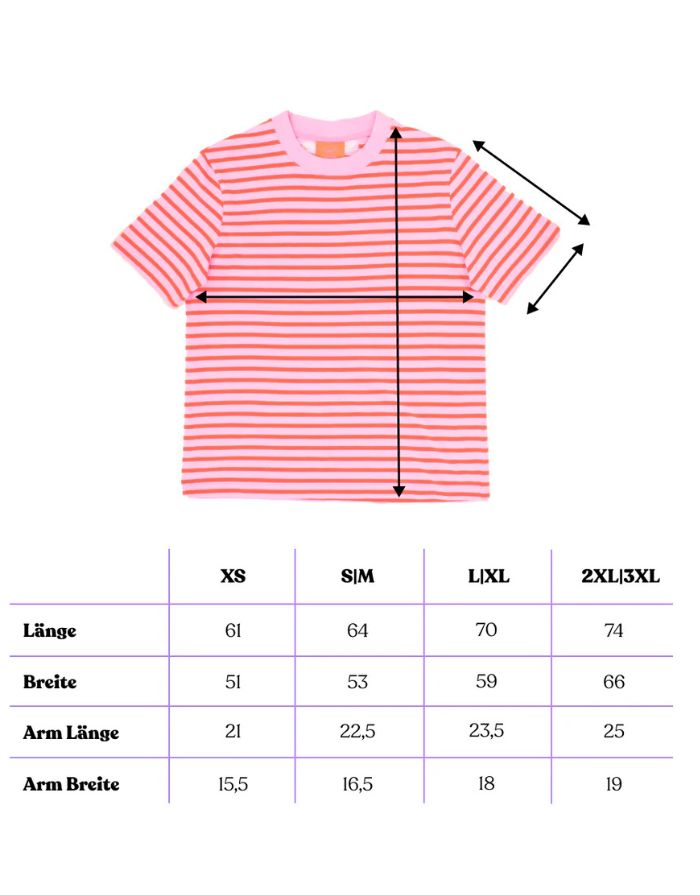 T-Shirt Gestreift I Pink/Rot