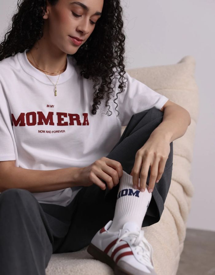 T-Shirt Mom Era I White/Burgundy
