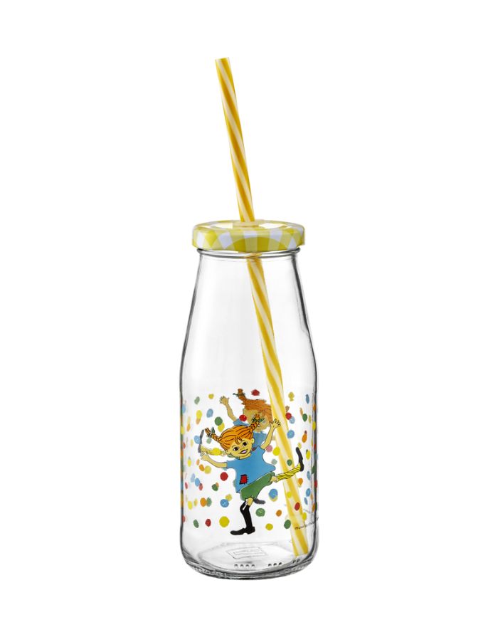 Glasflasche mit Strohhalm I Pippi Langstrumpf - Hoppsansa