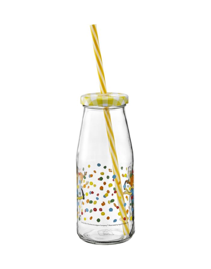 Glasflasche mit Strohhalm I Pippi Langstrumpf - Hoppsansa
