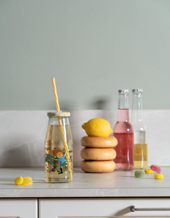 Glasflasche mit Strohhalm I Pippi Langstrumpf - Hoppsansa