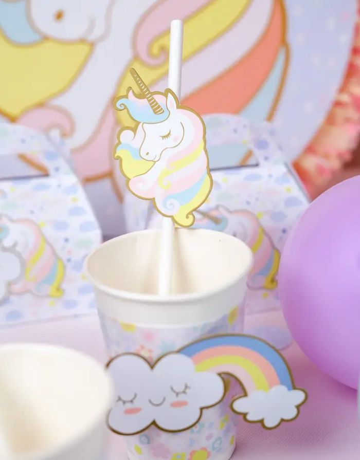 Strohhalm 6er-Set I Einhorn