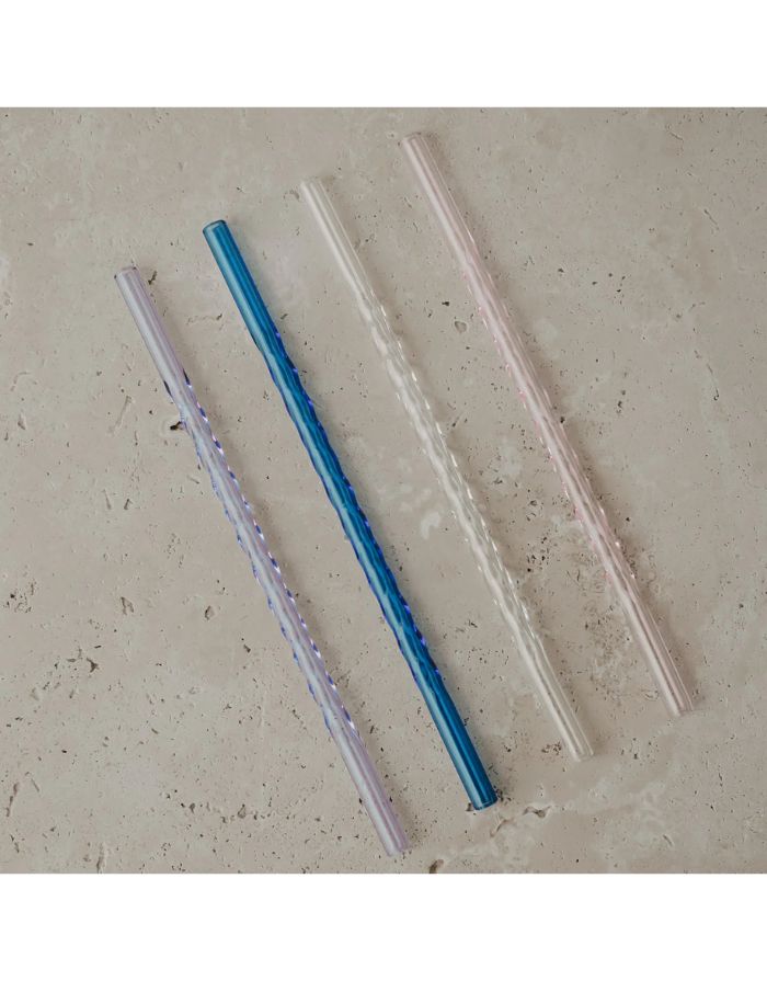 Strohhalme Glas 4er-Set I Rosa gedreht