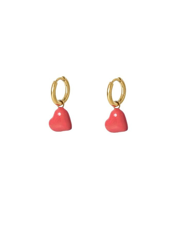 Ohrringe Red Heart I Gold