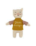 Stofftier Schwein Glücksbringer I Gelb/Rosa