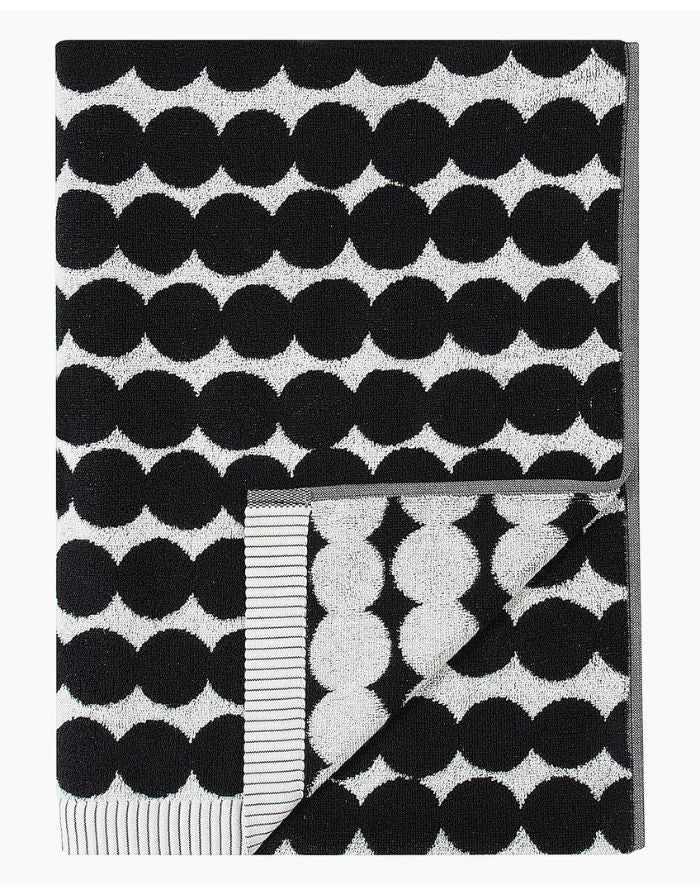 Badehandtuch Räsymatto 70x150cm I Schwarz/Weiß