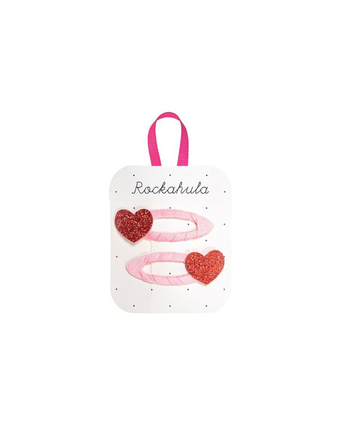 Haarspangen 2er Set I Love Heart Glitter