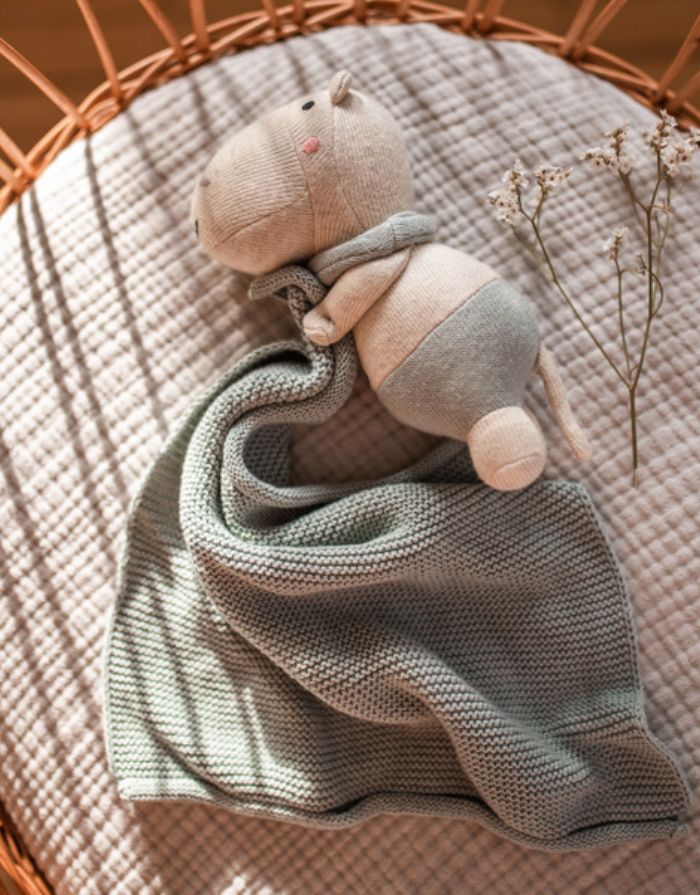 Kuscheltuch Hippo I Natur/Graublau