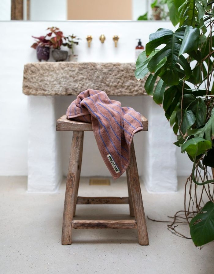 Badehandtuch 70x140cm I Camel/Ultramarin